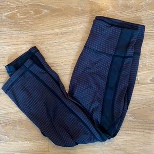 Lululemon black/dark gold pinstripe leggings